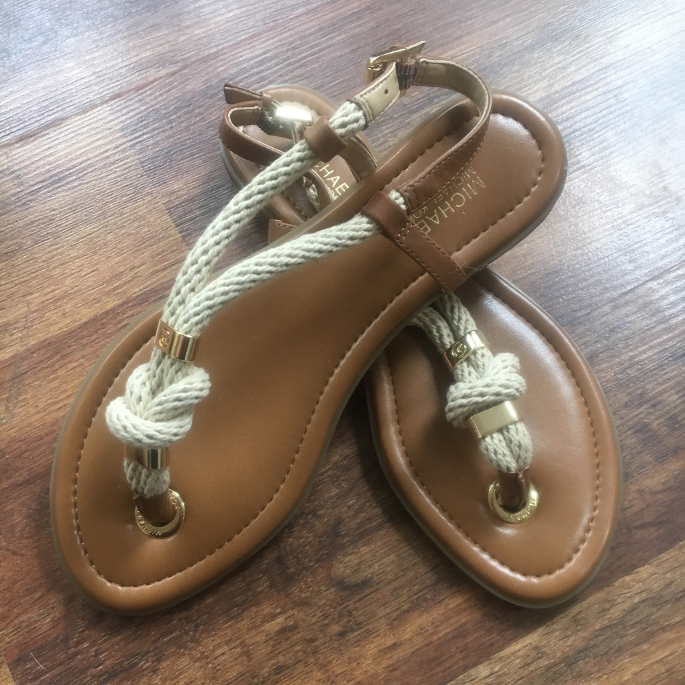 NWOB Michael Kors Gold Holly Rope Sandals